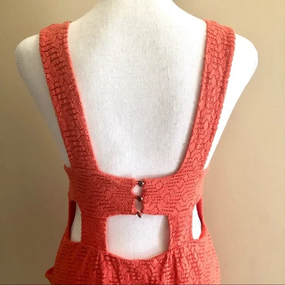 Free People Lace Poppy Mesh Dark Orange Mini Dress - Picture 10 of 11